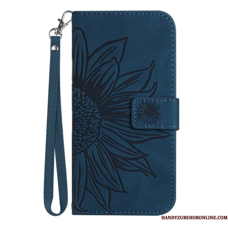 Folio-hoesje Xiaomi 15 Telefoonhoesje Sleutelkoord Met Zonnebloemprint