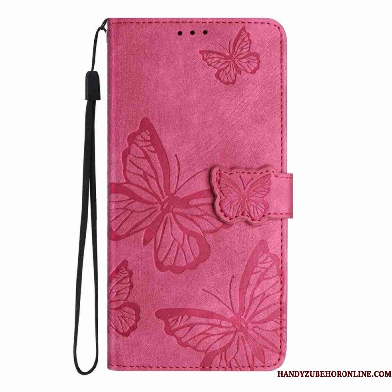 Folio-hoesje Xiaomi 15t Suède-look Met Vlindereffect