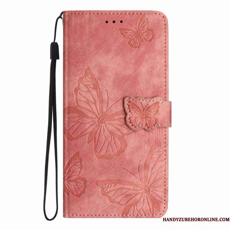 Folio-hoesje Xiaomi 15t Suède-look Met Vlindereffect