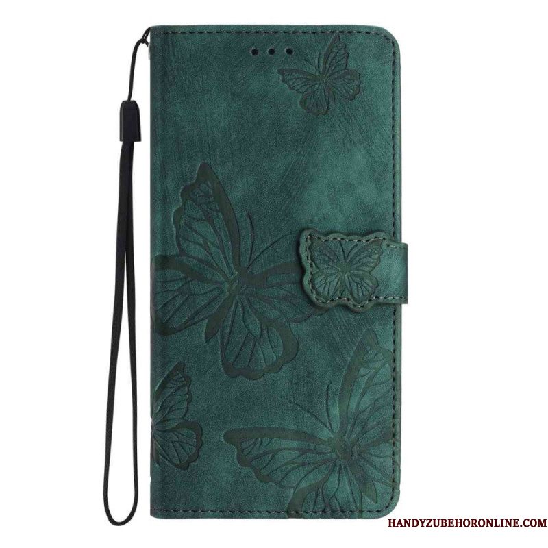 Folio-hoesje Xiaomi 15t Suède-look Met Vlindereffect