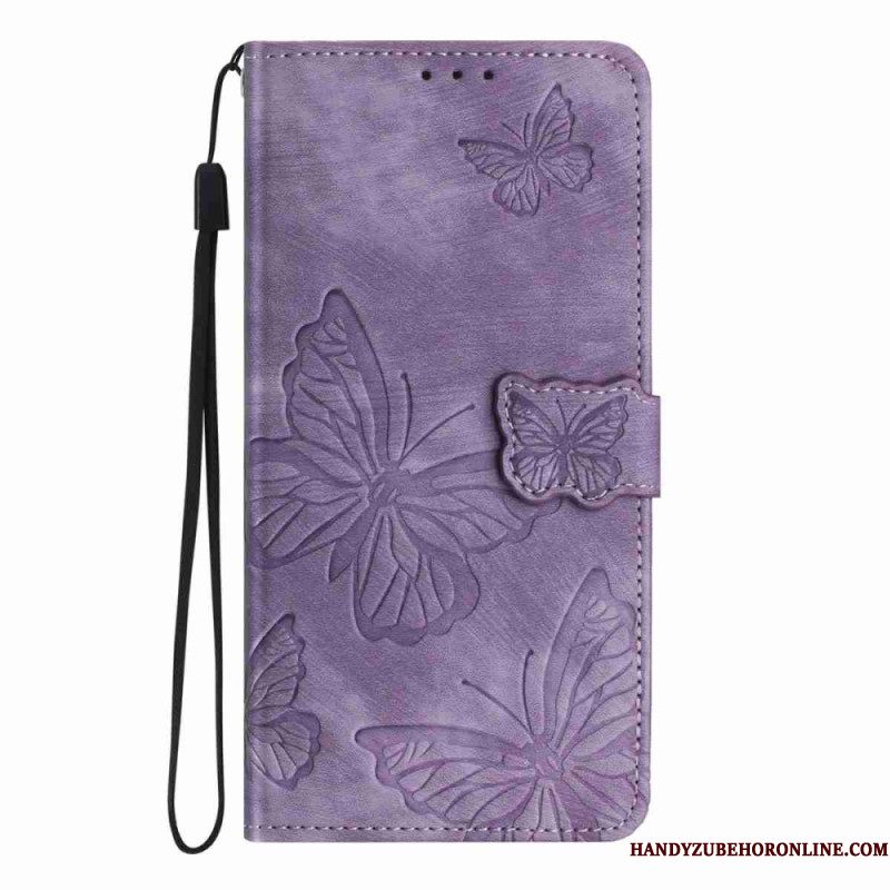 Folio-hoesje Xiaomi 15t Suède-look Met Vlindereffect
