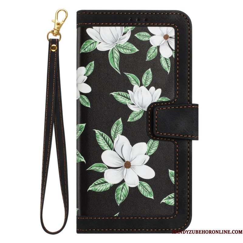 Folio-hoesje Xiaomi 15t Telefoonhoesje Bloemendesign Met Bandje