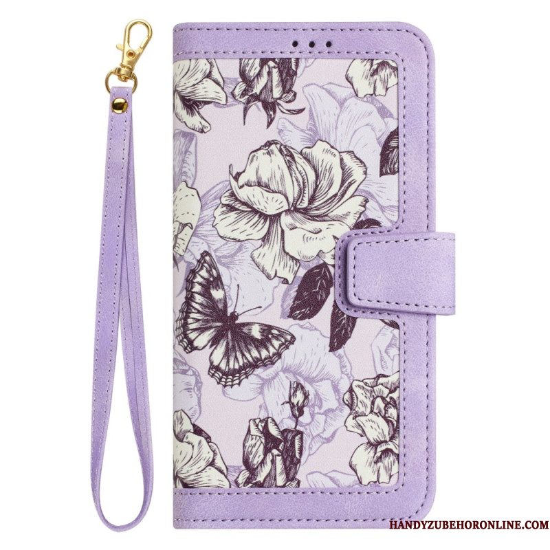Folio-hoesje Xiaomi 15t Telefoonhoesje Bloemendesign Met Bandje