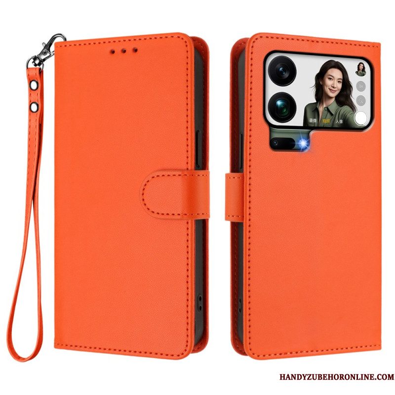 Folio-hoesje Xiaomi 17 Pro Max Telefoonhoesje Kunstleer Met Riempje