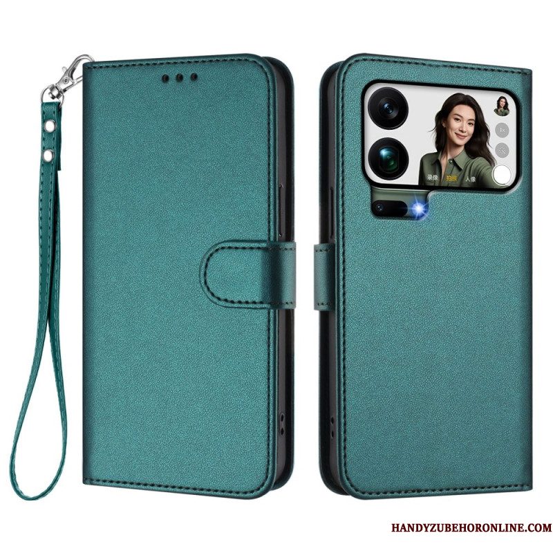 Folio-hoesje Xiaomi 17 Pro Max Telefoonhoesje Kunstleer Met Riempje