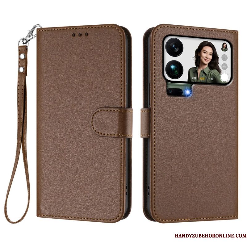 Folio-hoesje Xiaomi 17 Pro Max Telefoonhoesje Kunstleer Met Riempje