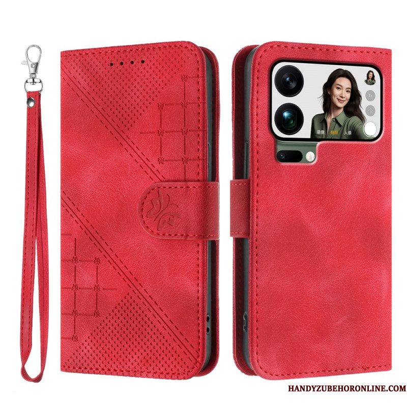 Folio-hoesje Xiaomi 17 Pro Max Telefoonhoesje Vlinder- En Geometrisch Ontwerp