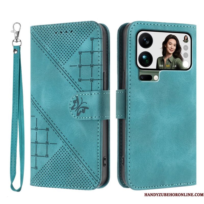 Folio-hoesje Xiaomi 17 Pro Max Telefoonhoesje Vlinder- En Geometrisch Ontwerp