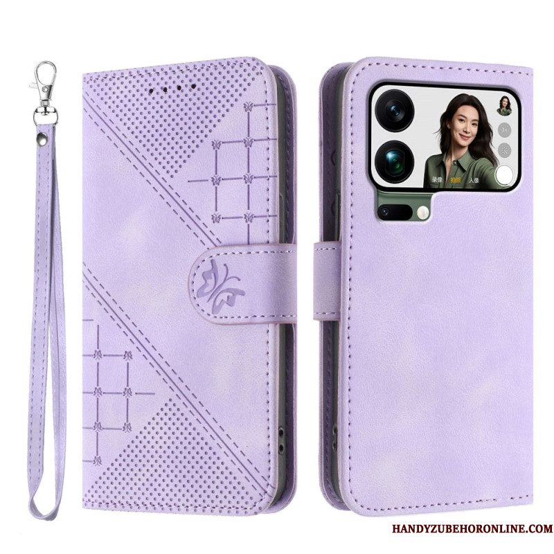 Folio-hoesje Xiaomi 17 Pro Max Telefoonhoesje Vlinder- En Geometrisch Ontwerp