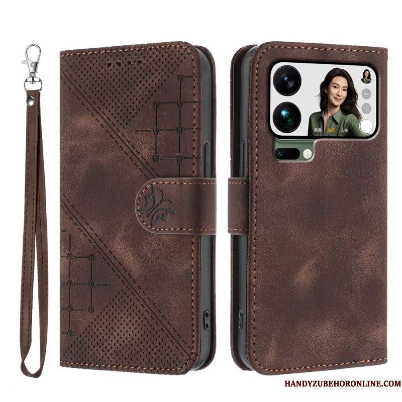 Folio-hoesje Xiaomi 17 Pro Max Telefoonhoesje Vlinder- En Geometrisch Ontwerp