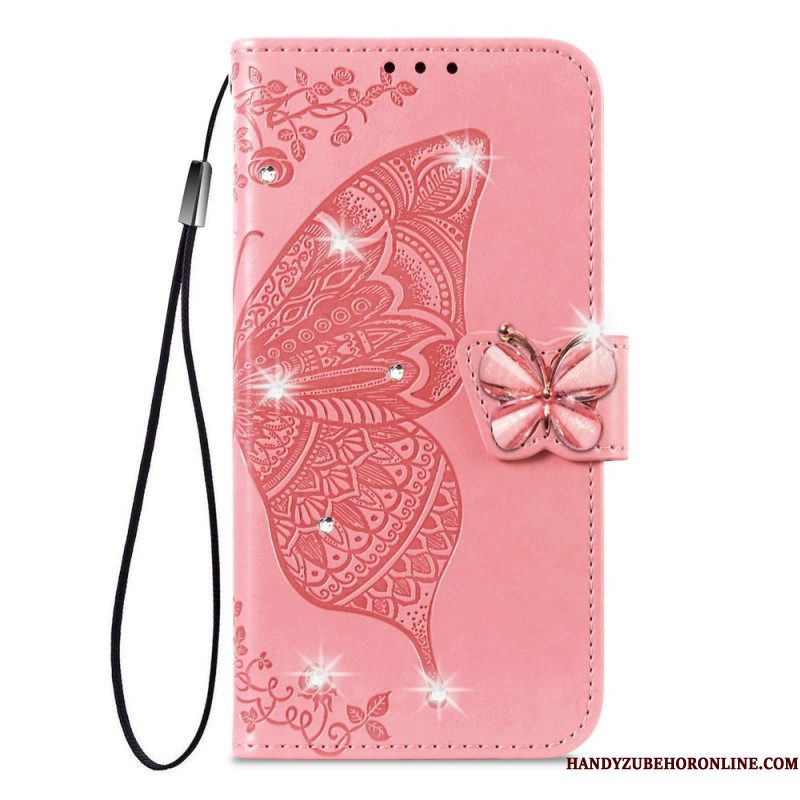 Folio-hoesje Xiaomi 17 Pro Telefoonhoesje 3d-vlinder En Strass-steentjes