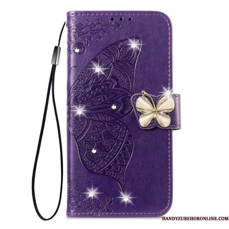 Folio-hoesje Xiaomi 17 Pro Telefoonhoesje 3d-vlinder En Strass-steentjes