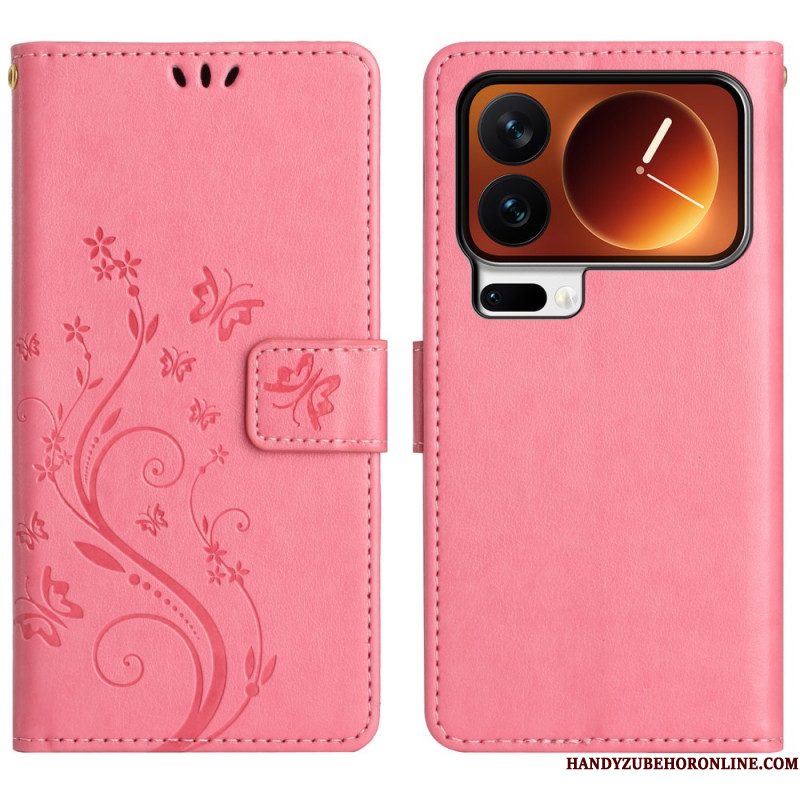 Folio-hoesje Xiaomi 17 Pro Telefoonhoesje Vlinders En Bloemen