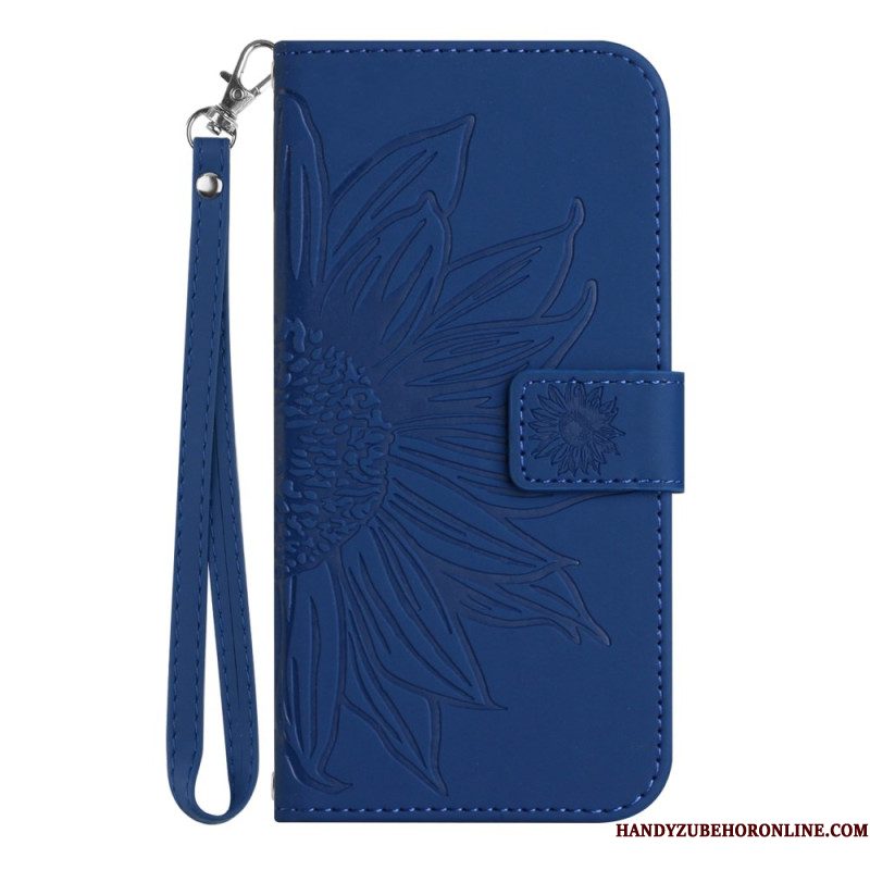 Folio-hoesje Xiaomi 17 Zonnebloemprint Met Bandje