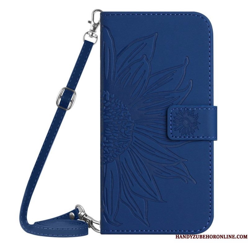 Folio-hoesje Xiaomi Redmi Note 14 4g Telefoonhoesje Zonnebloemprint Met Schouderband