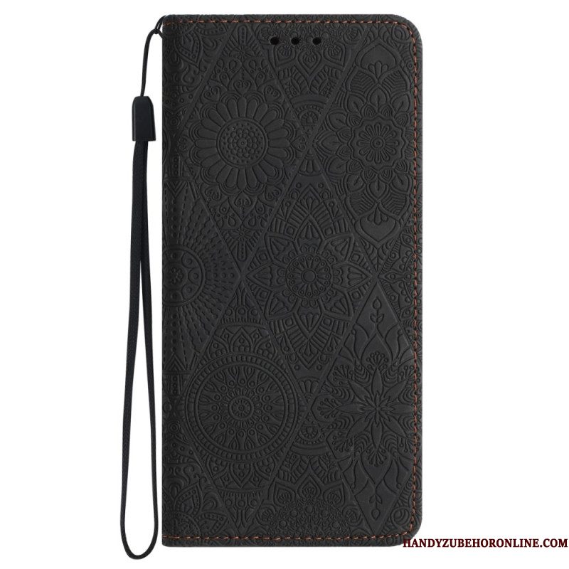 Folio-hoesje Xiaomi Redmi Note 14 5g Etnische Stijl Met Bandje Bescherming Hoesje