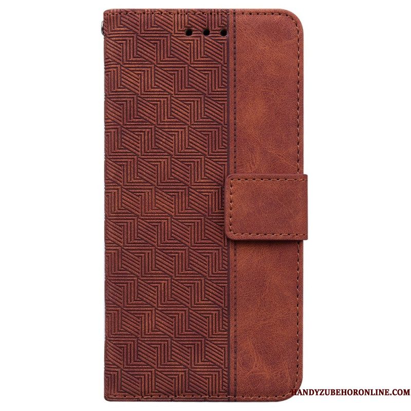 Folio-hoesje Xiaomi Redmi Note 14 5g Telefoonhoesje Geweven Patroon Met Riempje