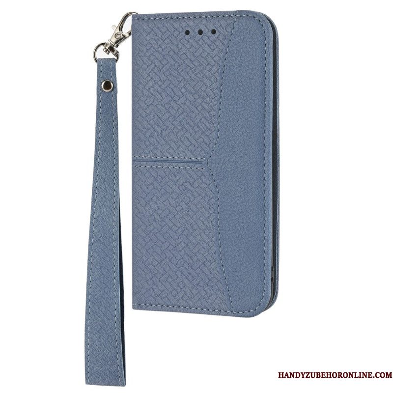 Folio-hoesje Xiaomi Redmi Note 14 5g Telefoonhoesje Geweven Textuur Met Bandje