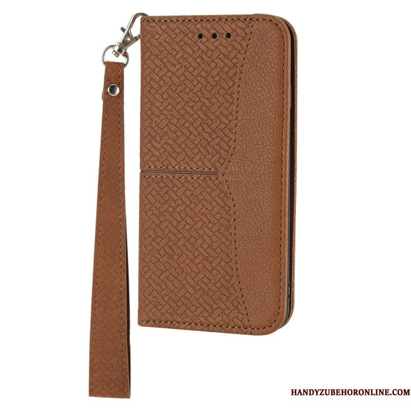 Folio-hoesje Xiaomi Redmi Note 14 5g Telefoonhoesje Geweven Textuur Met Bandje