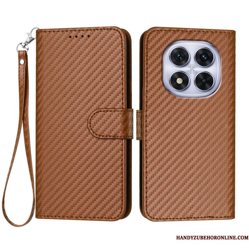 Folio-hoesje Xiaomi Redmi Note 14 Pro 4g Telefoonhoesje Carbonvezeltextuur Met Bandje