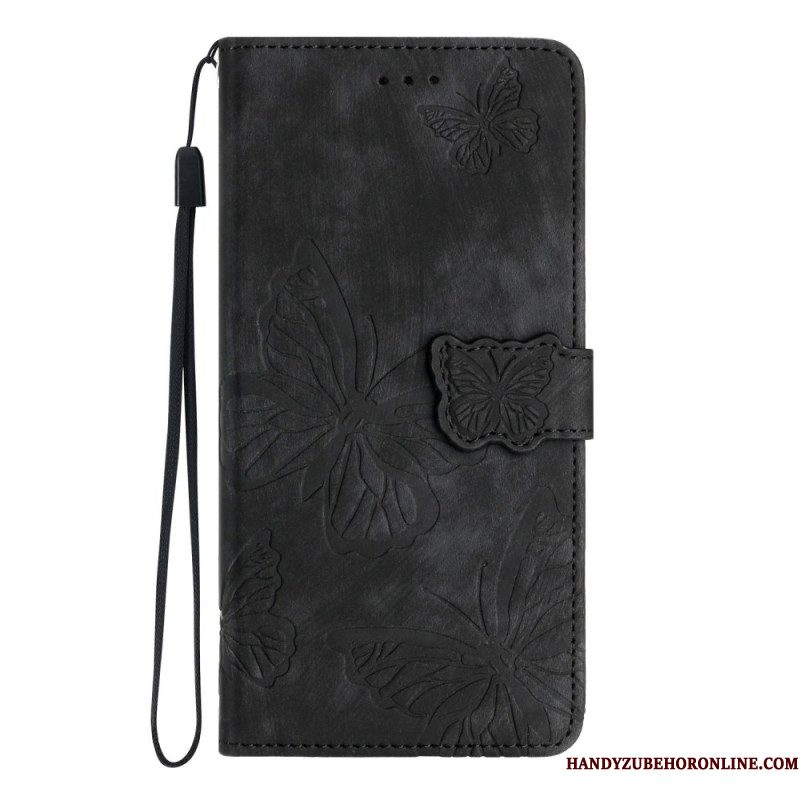 Folio-hoesje Xiaomi Redmi Note 14 Pro 4g Telefoonhoesje Suède-effect Vlinders