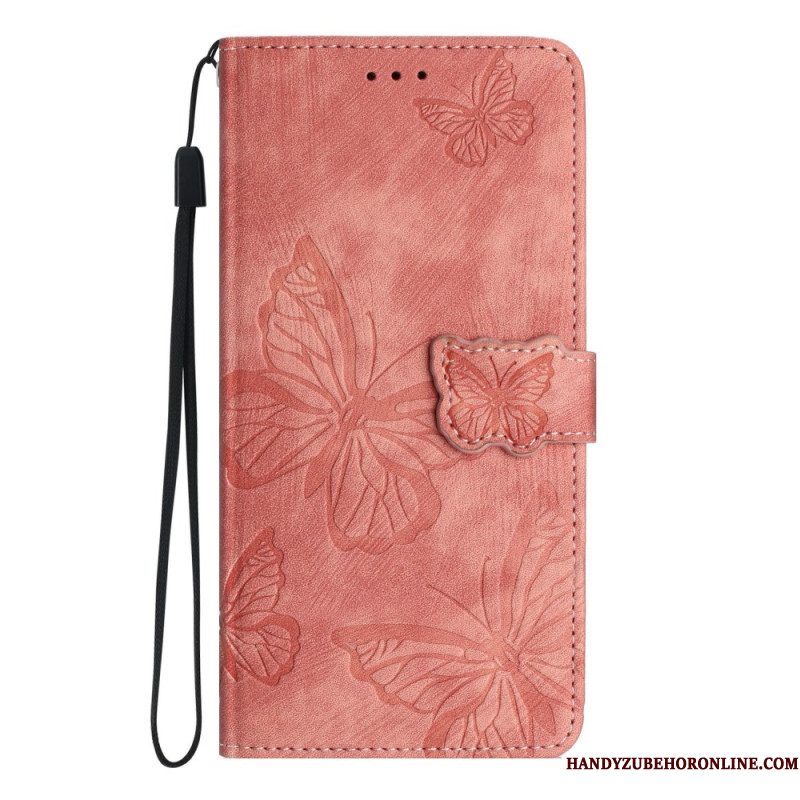 Folio-hoesje Xiaomi Redmi Note 14 Pro 4g Telefoonhoesje Suède-effect Vlinders