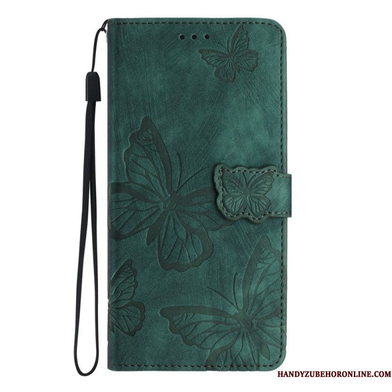 Folio-hoesje Xiaomi Redmi Note 14 Pro 4g Telefoonhoesje Suède-effect Vlinders