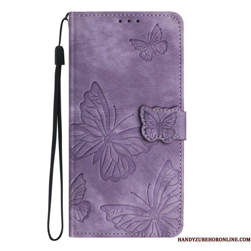Folio-hoesje Xiaomi Redmi Note 14 Pro 4g Telefoonhoesje Suède-effect Vlinders