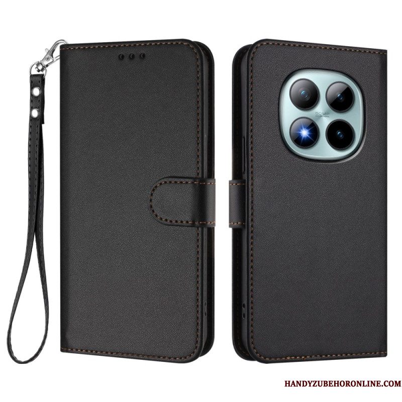 Folio-hoesje Xiaomi Redmi Note 15 Pro Plus 5g Telefoonhoesje Effen Leer-effect Met Bandje