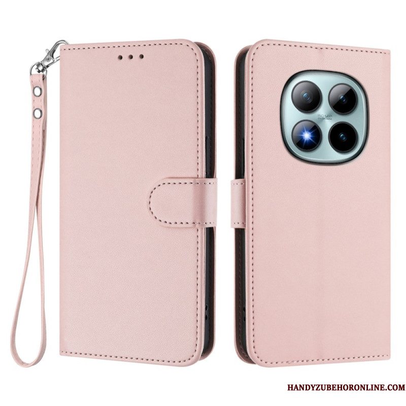 Folio-hoesje Xiaomi Redmi Note 15 Pro Plus 5g Telefoonhoesje Effen Leer-effect Met Bandje