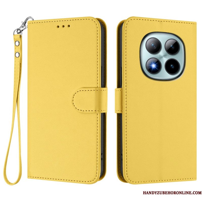 Folio-hoesje Xiaomi Redmi Note 15 Pro Plus 5g Telefoonhoesje Effen Leer-effect Met Bandje