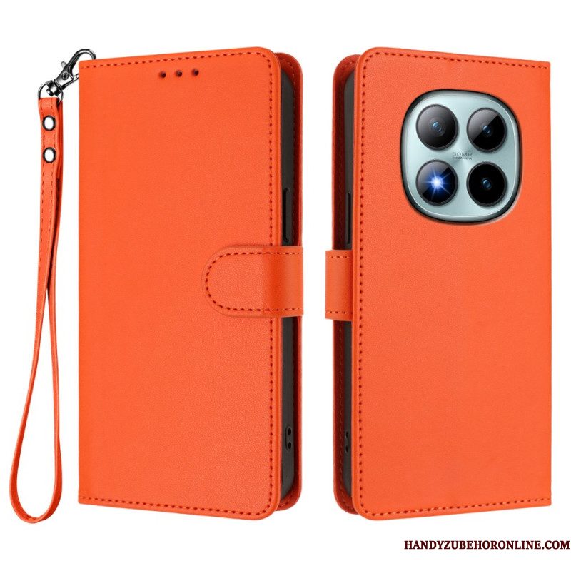 Folio-hoesje Xiaomi Redmi Note 15 Pro Plus 5g Telefoonhoesje Effen Leer-effect Met Bandje