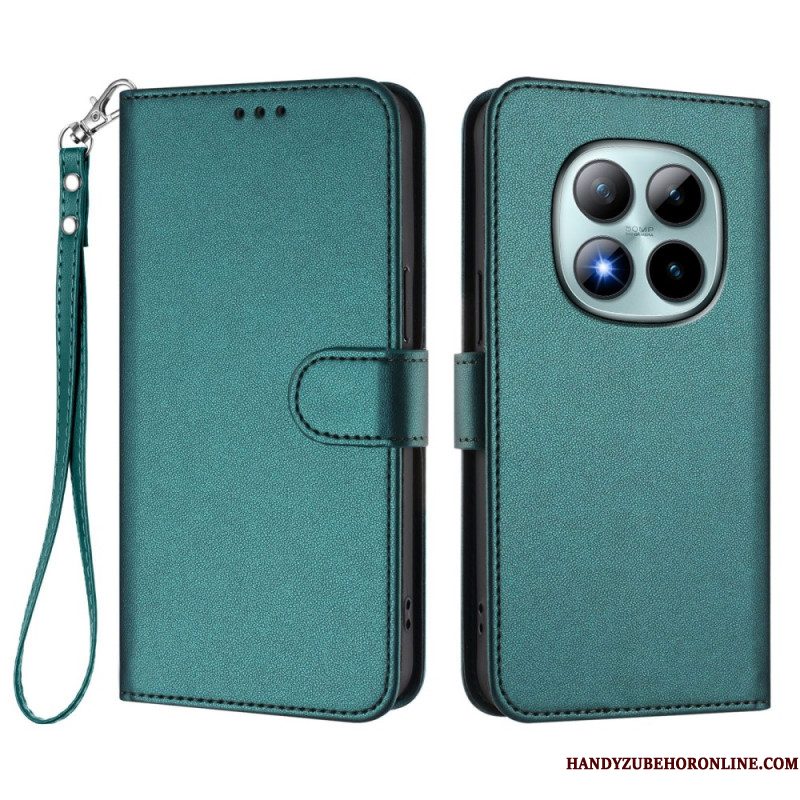 Folio-hoesje Xiaomi Redmi Note 15 Pro Plus 5g Telefoonhoesje Effen Leer-effect Met Bandje