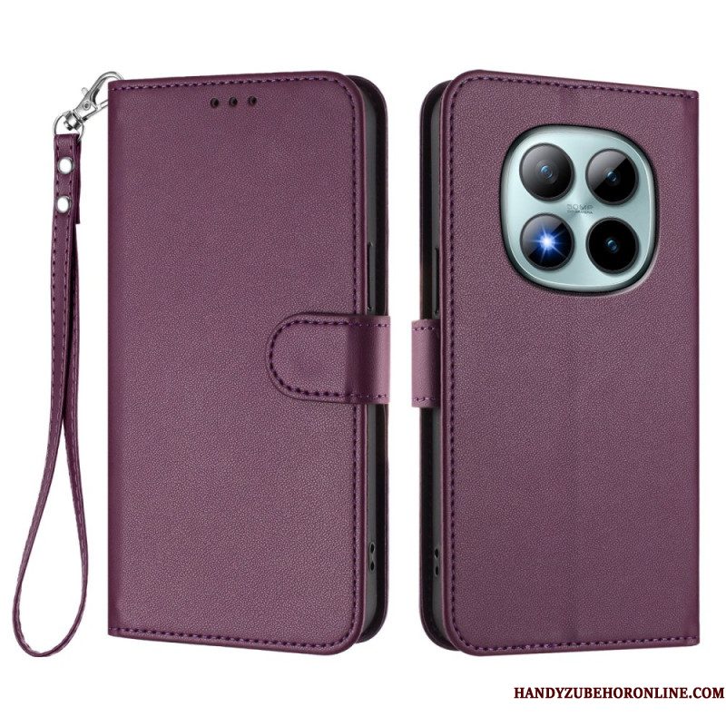Folio-hoesje Xiaomi Redmi Note 15 Pro Plus 5g Telefoonhoesje Effen Leer-effect Met Bandje
