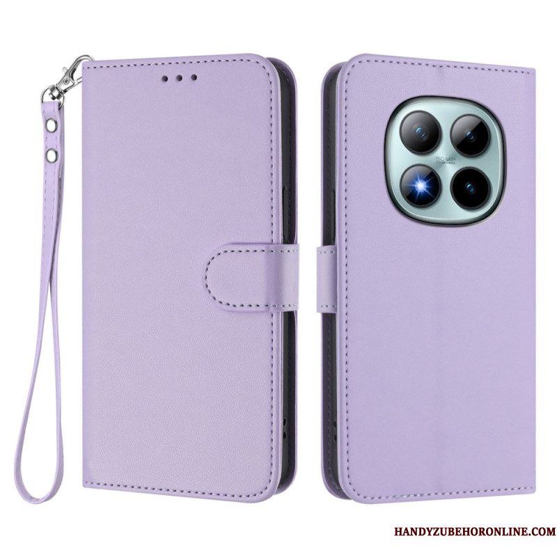 Folio-hoesje Xiaomi Redmi Note 15 Pro Plus 5g Telefoonhoesje Effen Leer-effect Met Bandje