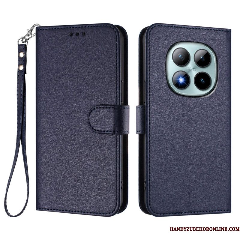 Folio-hoesje Xiaomi Redmi Note 15 Pro Plus 5g Telefoonhoesje Effen Leer-effect Met Bandje