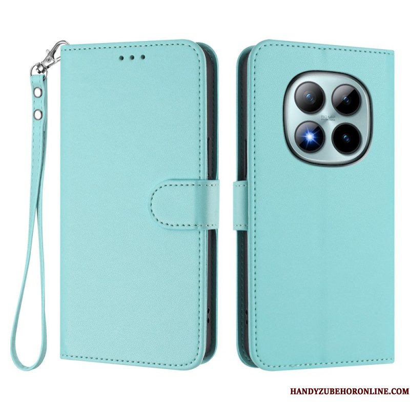 Folio-hoesje Xiaomi Redmi Note 15 Pro Plus 5g Telefoonhoesje Effen Leer-effect Met Bandje