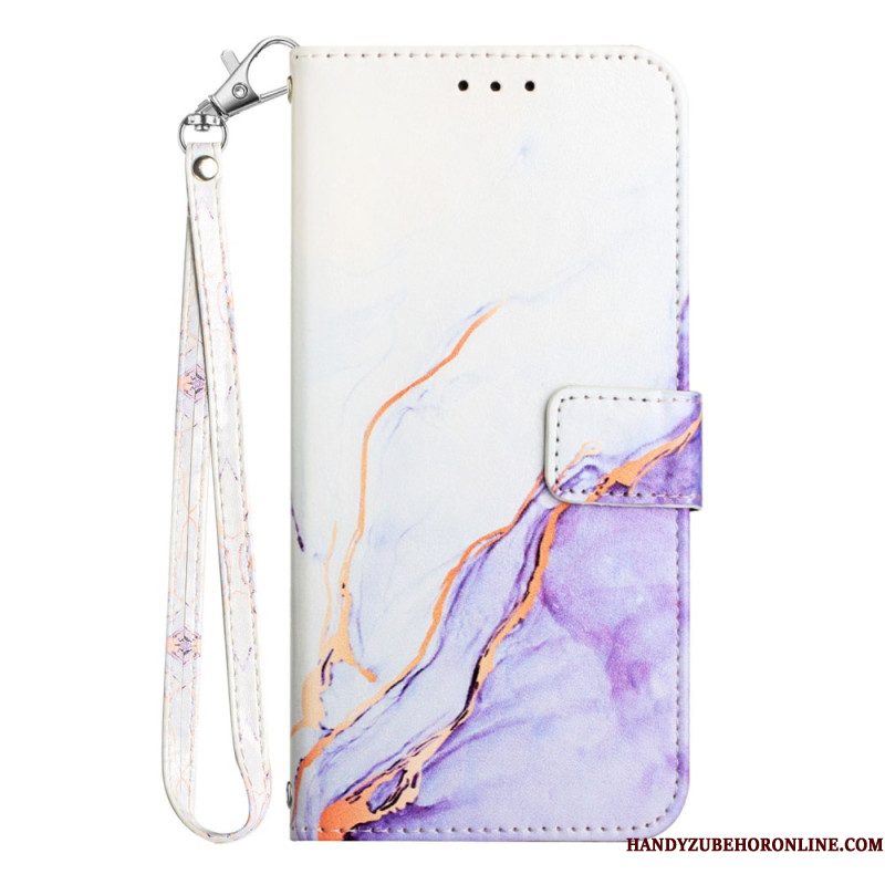 Folio-hoesje Xiaomi Redmi Note 15 Pro Plus 5g Telefoonhoesje Marmer Met Bandje