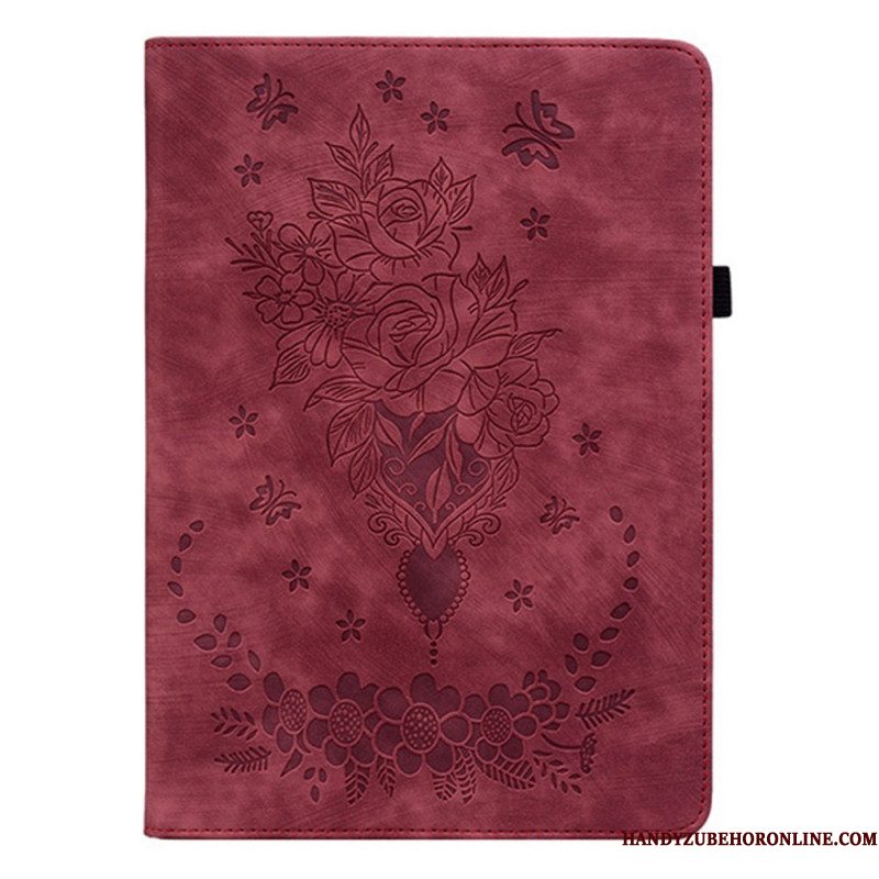 Hoesje Case Samsung Galaxy Tab S11 Telefoonhoesje Bloemen Met Suède-effect