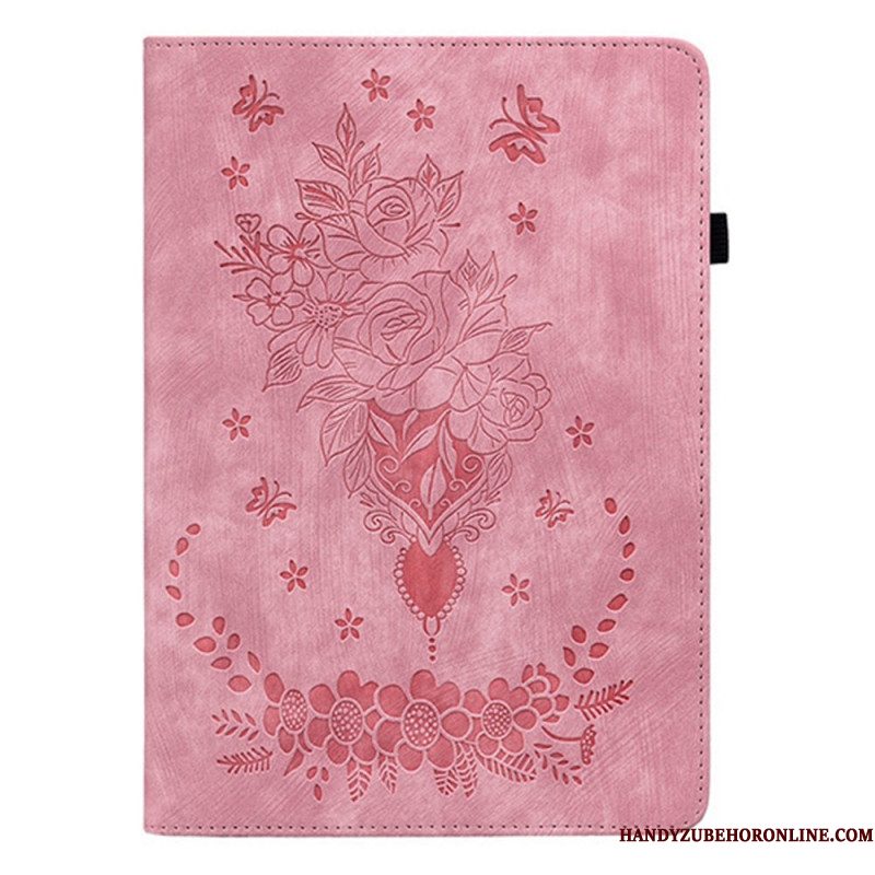 Hoesje Case Samsung Galaxy Tab S11 Telefoonhoesje Bloemen Met Suède-effect