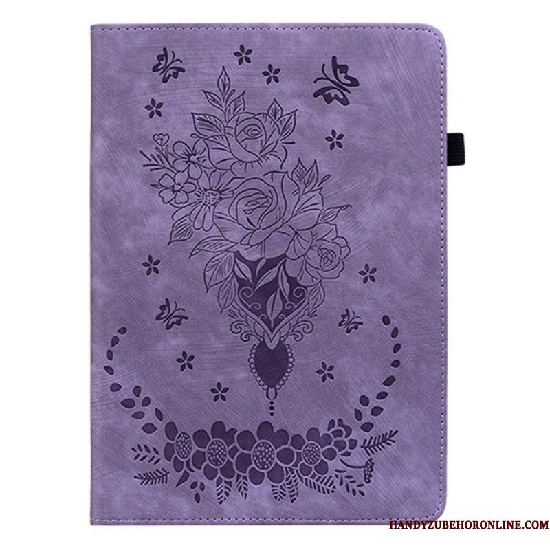 Hoesje Case Samsung Galaxy Tab S11 Telefoonhoesje Bloemen Met Suède-effect
