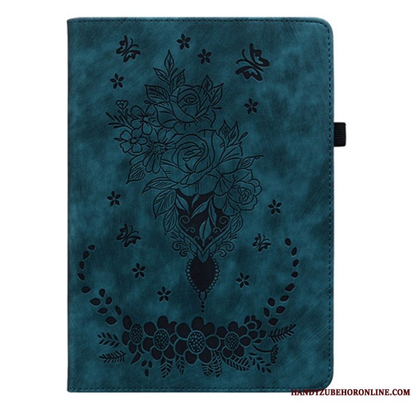 Hoesje Case Samsung Galaxy Tab S11 Telefoonhoesje Bloemen Met Suède-effect