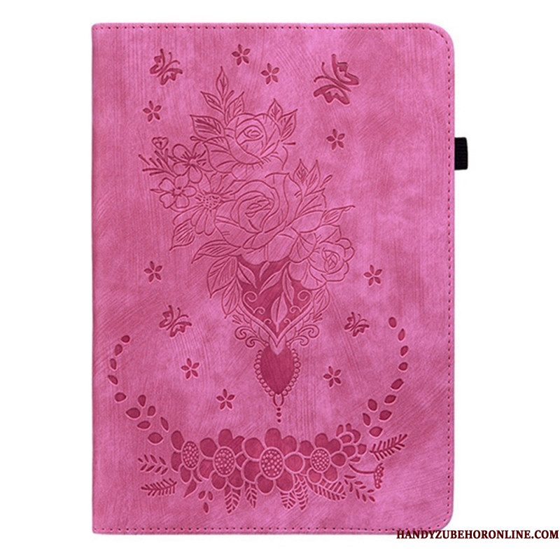 Hoesje Case Samsung Galaxy Tab S11 Telefoonhoesje Bloemen Met Suède-effect