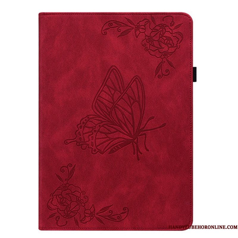 Hoesje Case Samsung Galaxy Tab S11 Vlinder Met Suède-effect