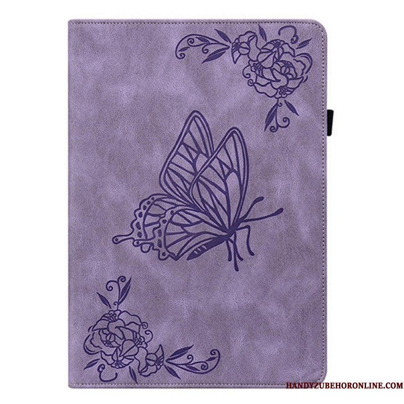 Hoesje Case Samsung Galaxy Tab S11 Vlinder Met Suède-effect