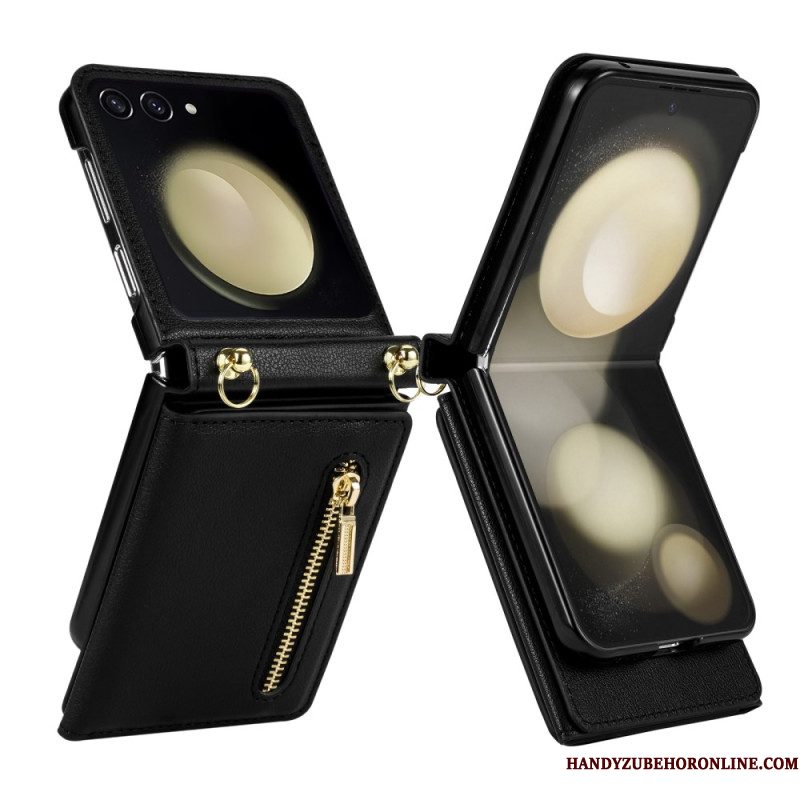 Hoesje Case Samsung Galaxy Z Flip 7 Telefoonhoesje Rfid-portemonnee En Schouderband