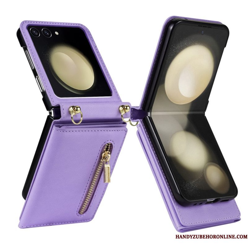 Hoesje Case Samsung Galaxy Z Flip 7 Telefoonhoesje Rfid-portemonnee En Schouderband