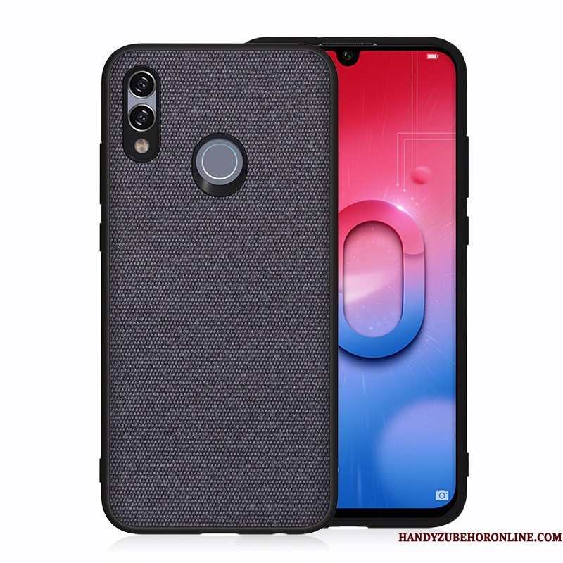 Hoesje Huawei P Smart 2019 Zakken Canvas Achterklep, Hoes Huawei P Smart 2019 Bescherming Geeltelefoon