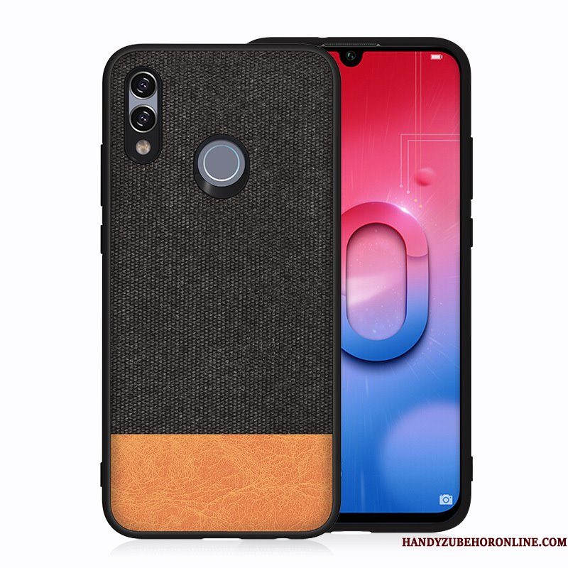 Hoesje Huawei P Smart 2019 Zakken Canvas Achterklep, Hoes Huawei P Smart 2019 Bescherming Geeltelefoon