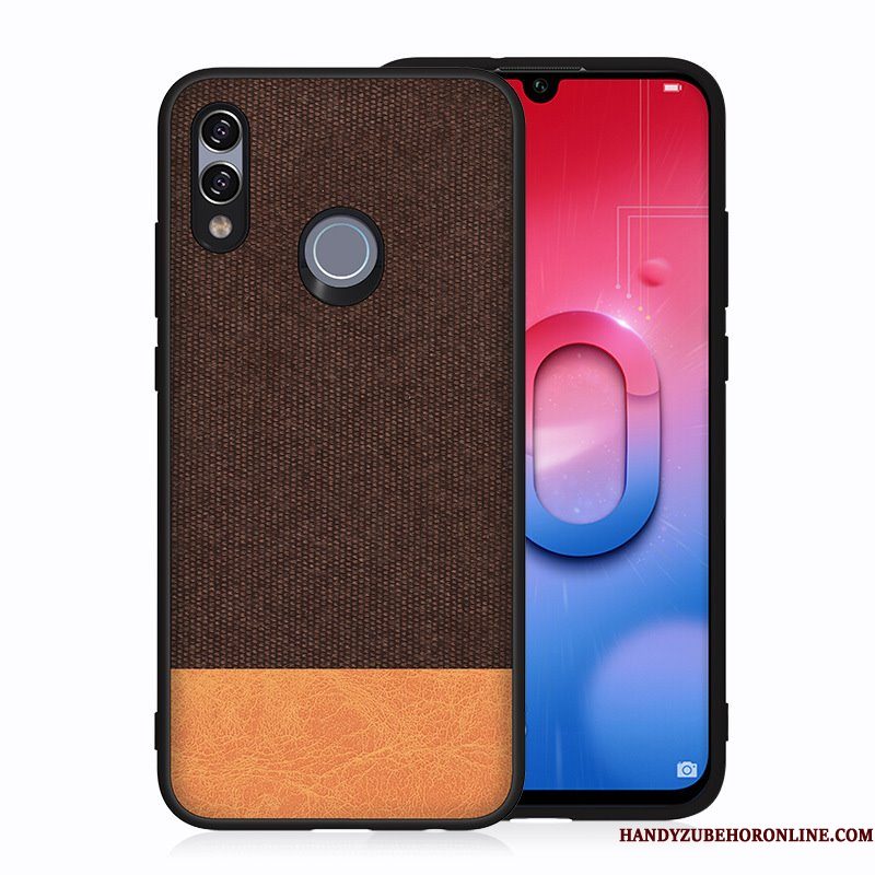 Hoesje Huawei P Smart 2019 Zakken Canvas Achterklep, Hoes Huawei P Smart 2019 Bescherming Geeltelefoon